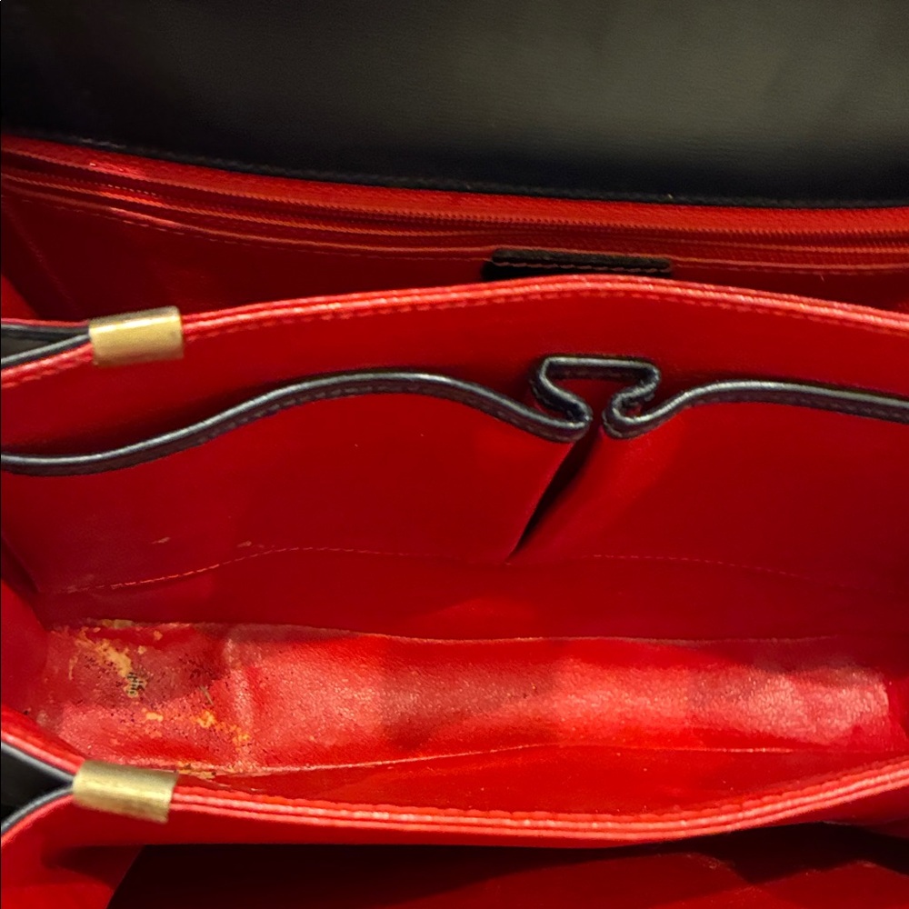Celine Navy Shoulder Bag with Gold Accent - Picture 9 of 10